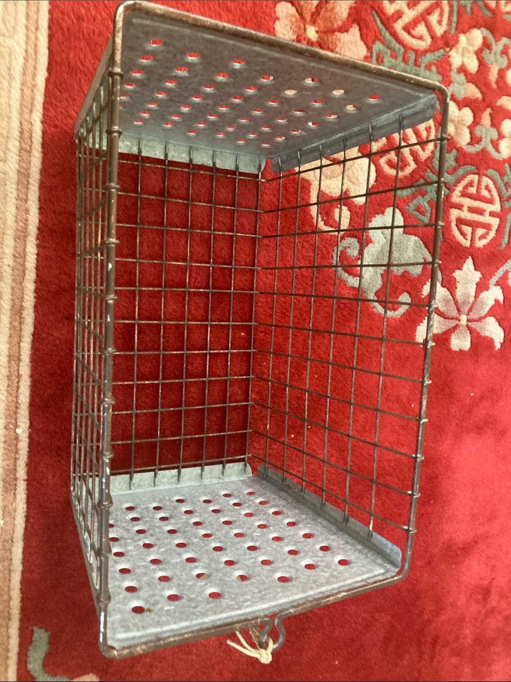 Galvanized Metal Wire Storage Basket - Industrial Shelf Bin